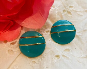 Blue with Stripes vintage earrings (updated to pierced)