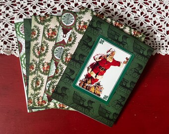 Santa playing cards handmade upcycled Christmas card set