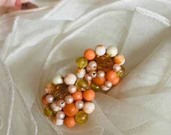 Orange cluster vintage earrings (updated to pierced)