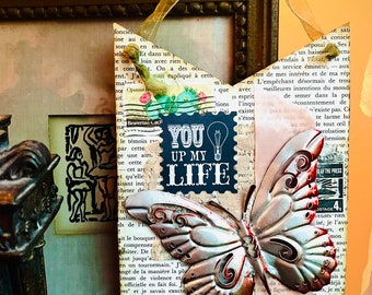 You Light Up My Life handmade mixed media wall hanging