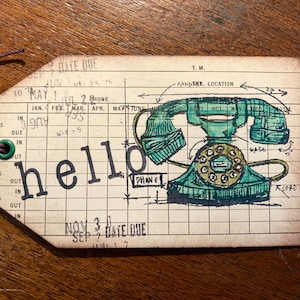 Tags — Telephone mixed media paper tags