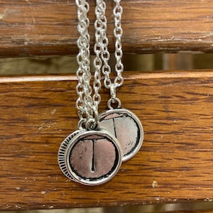 Personalized hand-stamped initial letter necklace