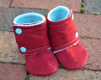 Baby Booties Stay On, Crimson Corduroy