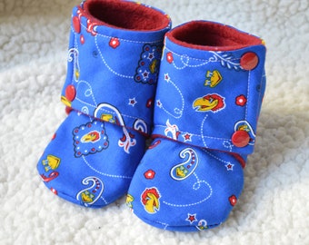 Baby Booties Stay On, Jayhalk Paisley KU Kansas bandana red yellow blue