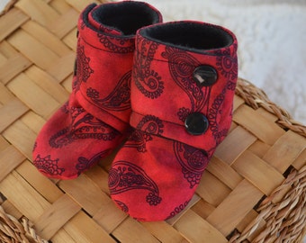 Baby Booties Stay On, Red Paisley Bandanna Cowboy Cowgirl