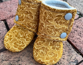 Baby Booties Stay On, Gold Rose grey baby slippers, spring summer