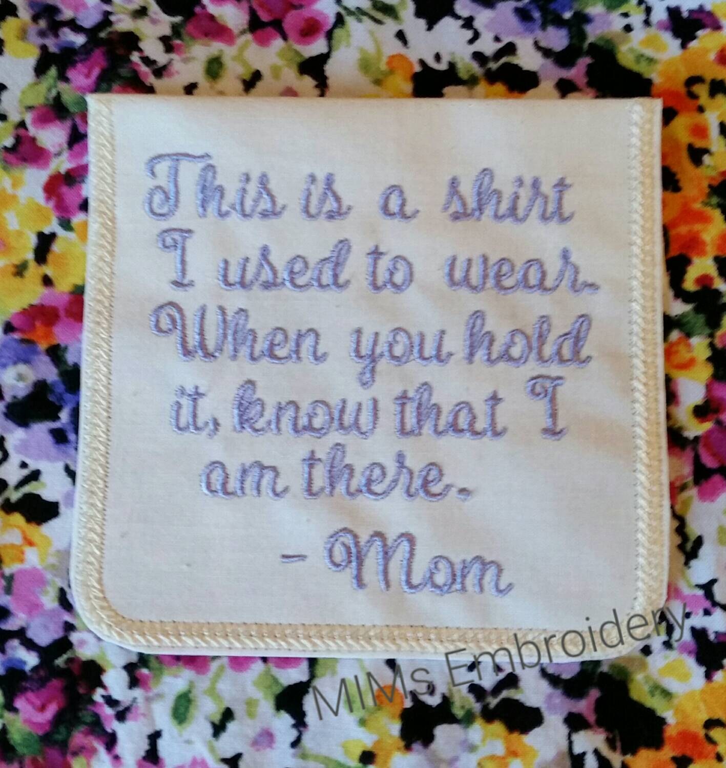 Embroidered Custom Memory Pillow POCKET for Your Shirt Pillow