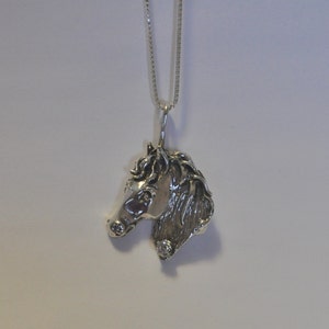 Sterling Silver Horse Head Pendant/Necklace image 1