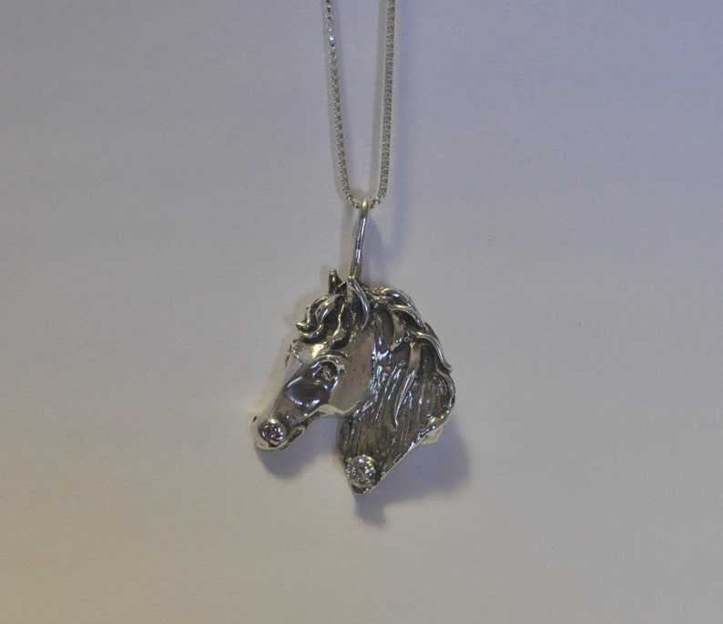 Sterling Silver Horse Head Pendant/Necklace image 1