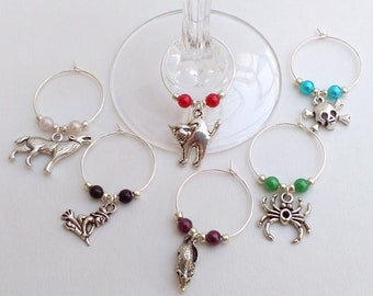Halloween wine glass charms, set of 6