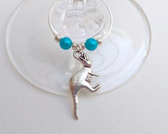 Kangaroo wine glass charms, set of 6