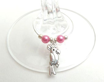 Parrot wine glass charms, set of six