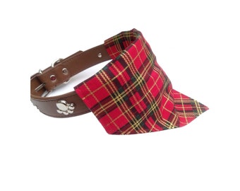 Red and Gold Tartan dog bandana