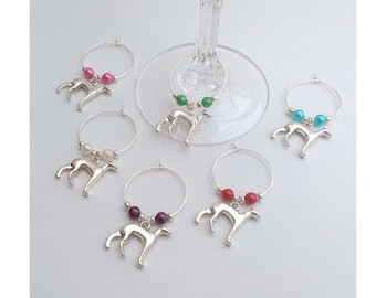 Whippet / Greyhound / Lurcher Wine Glass Charms, set of 6
