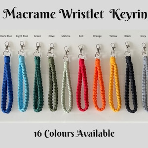 Macrame Wristlet Keyring Wrist Strap Lanyard Boho Keychain Accessories Gift 33 colours 7 new colours added for 2024 image 9