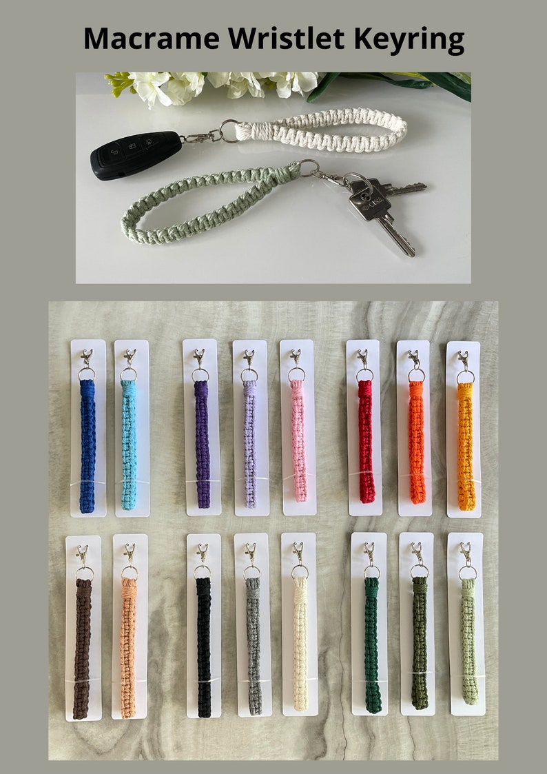 Macrame Wristlet Keyring Wrist Strap Lanyard Boho Keychain Accessories Gift 33 colours 7 new colours added for 2024 image 6
