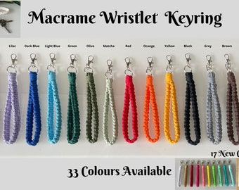 Macrame Wristlet Keyring | Wrist Strap Lanyard | Boho Keychain Accessories | Gift - 33 colours - 7 new colours added for 2024