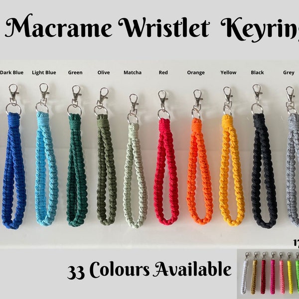Macrame Wristlet Keyring | Wrist Strap Lanyard | Boho Keychain Accessories | Gift - 33 colours - 7 new colours added for 2024