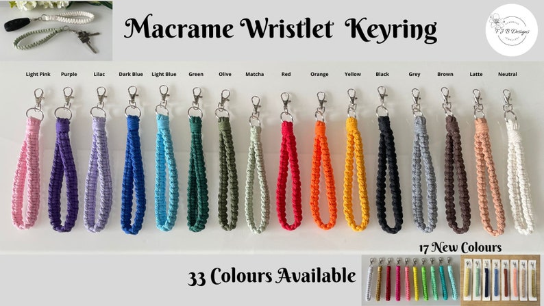 Macrame Wristlet Keyring Wrist Strap Lanyard Boho Keychain Accessories Gift 33 colours 7 new colours added for 2024 image 1