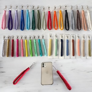 Macrame Wristlet Keyring or Phone Charm | Wrist Strap Lanyard | Boho Keychain Accessories | Gift - 33 colours - 7 new colours for 2024