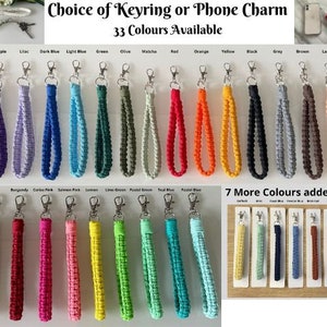 Macrame Wristlet Keyring or Phone Charm | Wrist Strap Lanyard | Boho Keychain Accessories | Gift - 33 colours - 7 new colours for 2024