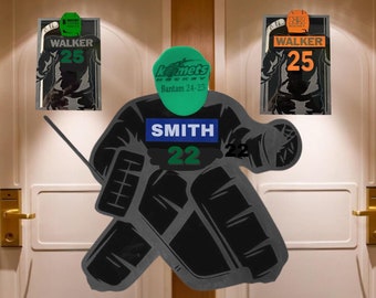 Hockey Hotel Door Sign Tournament Flag Door Magnet Personalized with logo for Sports Spirit Bags Fundraising Team Number Name Goalie Logoes