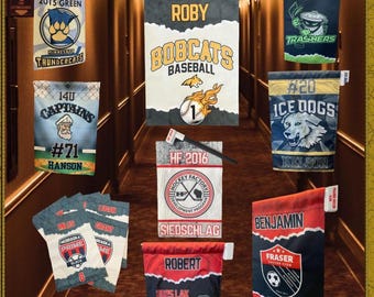 Sports Hotel Door Sign Tournament Fabric Flag Door Signs Personalized for Hockey Baseball Dance with Names for Coaches Locker Room Flags