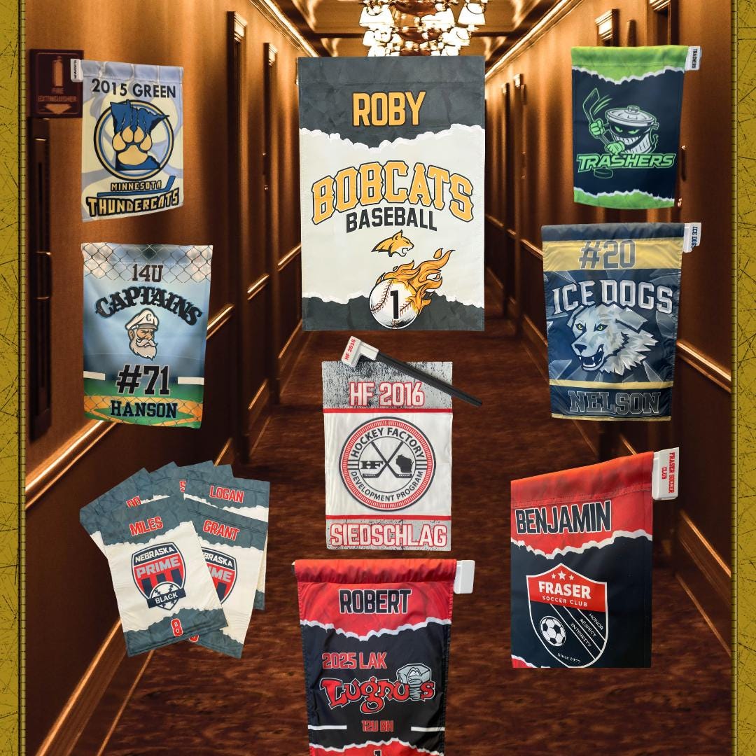 Softball Team Hotel Door Sign Tournament Fabric Flag Door Signs Personalized for Hockey Baseball Dance with Names for Locker Room Flags