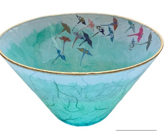 Glass bowl, decorative bowl, Birds in Flight: Christmas, birthday, wedding, anniversary