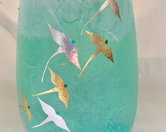 Glass Vase, Birds in Flight, Bullet Vase: birthday, wedding, anniversary, Christmas