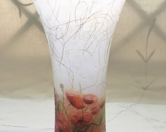 Glass waisted ‘Poppy’ Vase, strawsilk : Christmas, birthday, wedding, anniversary, housewarming