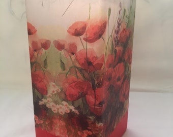 Glass Table Lamp, Poppy Design, strawsilk : birthday, wedding, anniversary, housewarming