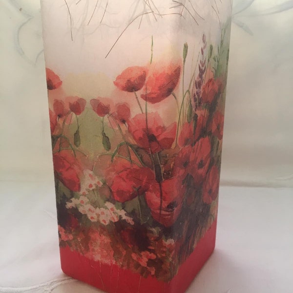 Glass Table Lamp, Poppy Design, strawsilk : birthday, wedding, anniversary, housewarming