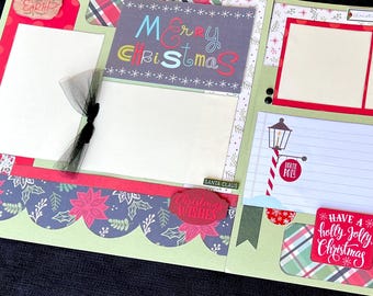 Christmas Scrapbook Page Kit, 12x12 Scrapbooking Layouts, Layout Kits to Make, DIY Scrapping, Premade Winter Pages, Pre made Xmas Album