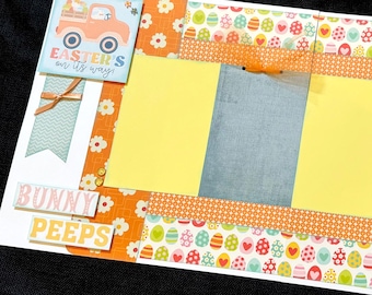 Easter Scrapbook Page Kit, 12x12 Scrapbooking Layouts, Layout Kits to Make, DIY Scrapping, Premade Egg Hunting Pages, Pre made Bunny
