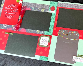 Christmas Scrapbook Page Kit, 12x12 Scrapbooking Layouts, Layout Kits to Make, DIY Scrapping, Premade Winter Pages, Pre made Xmas Album