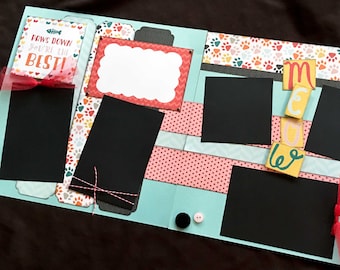 Cat Scrapbook Page Kit, 12x12 Scrapbooking Layouts, Layout Kits to Make, DIY Scrapping, Premade Kitten Pages Pre made Pet Memory Album Kitty
