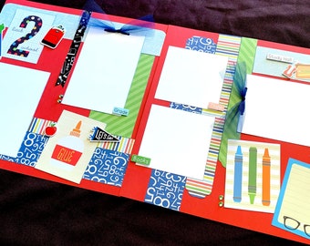 Back To School Scrapbook Page Kit, 12x12 Scrapbooking Layouts, Layout Kits to Make, DIY Scrapping, Premade Classroom Pages, Pre made Album