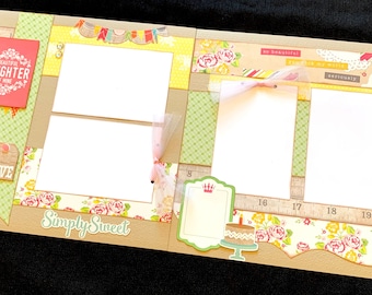 Baby Girl Scrapbook Page Kit, 12x12 Scrapbooking Layouts, Layout Kits to Make, DIY Scrapping, Premade Infant Pages, Pre made Daughter Album