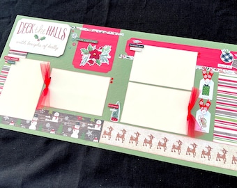 Christmas Scrapbook Page Kit, 12x12 Scrapbooking Layouts, Layout Kits to Make, DIY Scrapping, Premade Winter Pages, Pre made Xmas Album