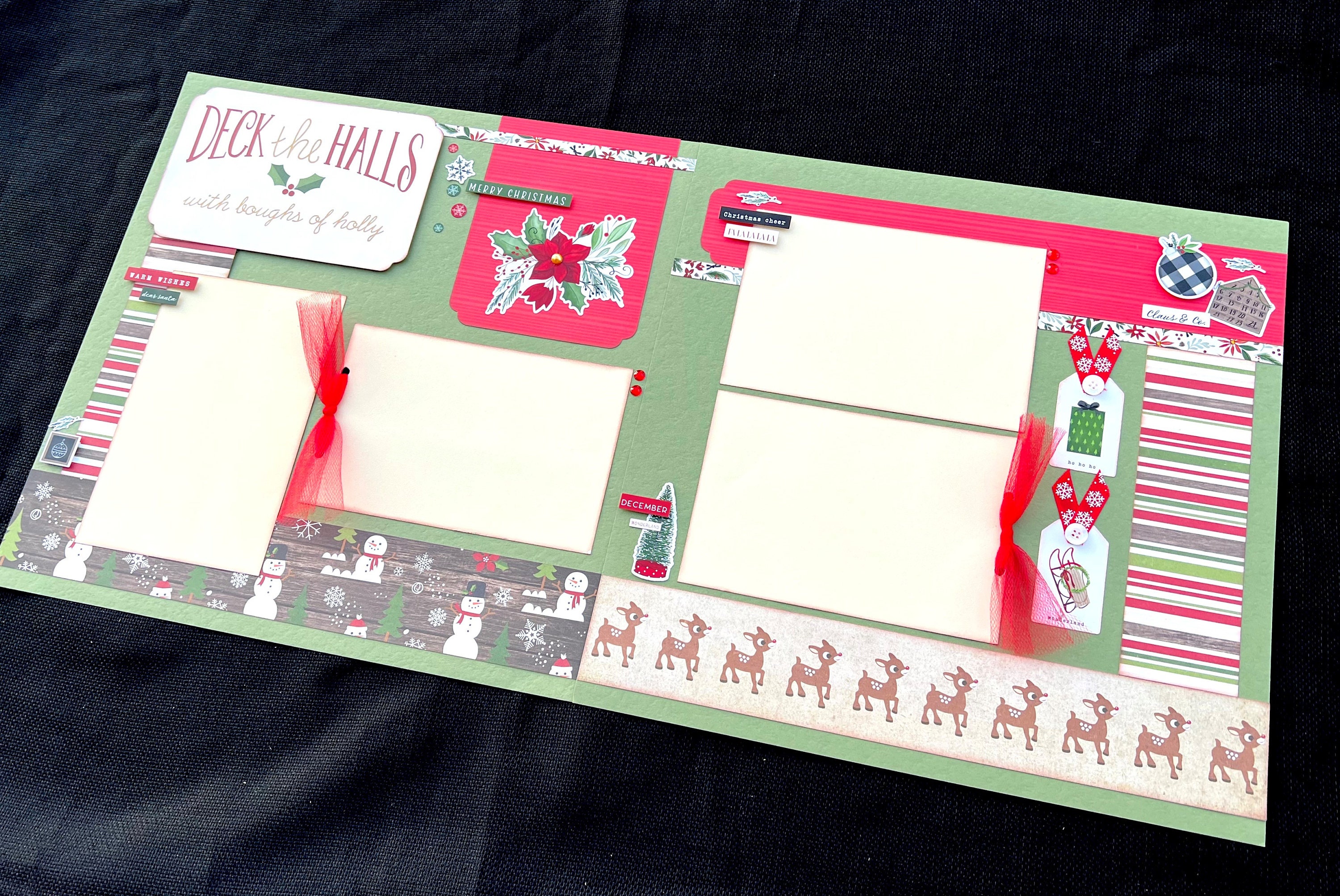 12x12 Christmas Scrapbook Page Kit, 12x12 Premade Christmas Scrapbook, 12x12 Premade Scrapbook