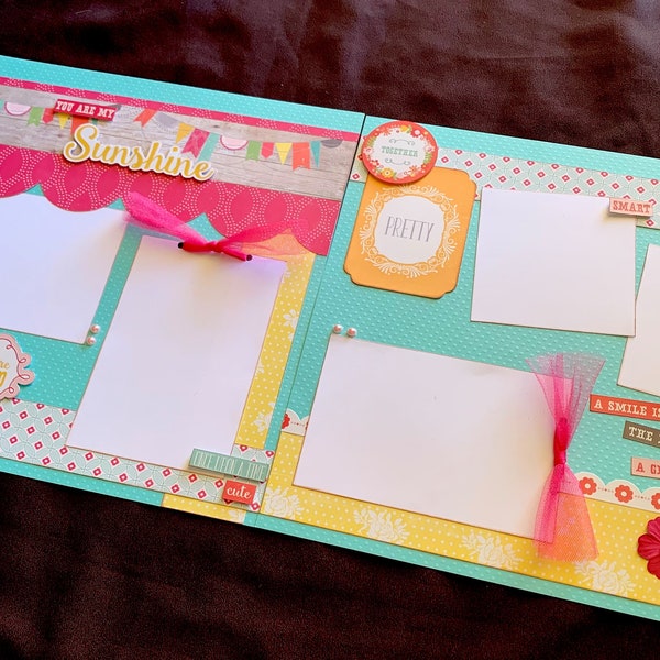 12x12 Baby Girl Scrapbook Page, 12x12 Premade Baby Girl Scrapbook, 12x12 Premade Scrapbook pages, Baby Scrapbook Layout, Premade Baby Layout