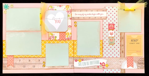 Baby Girl Scrapbook Layout, Baby Scrapbook Pages, 12 by 12 Baby Girl Pages