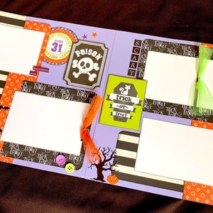 Halloween Scrapbook Page Kit, 12x12 Scrapbooking Layouts, Layout Kits to Make, DIY Scrapping, Premade Trick or Treat Pages, Pre made Album