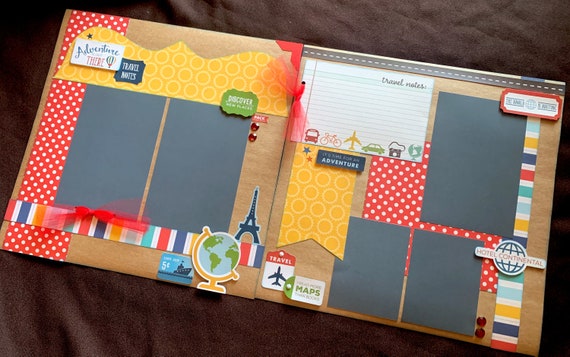 Summer Scrapbook Page Kit, 12x12 Scrapbooking Layouts, Layout Kits to Make, DIY Scrapping, Premade Vacation Pages, Pre made Travel Cruise