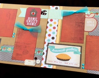 12x12 Fall Scrapbook Page Kit, 12x12 Premade Family Scrapbook, 12x12 Premade Scrapbook pages, 12x12 Scrapbook Page, Fall Scrapbook Layout