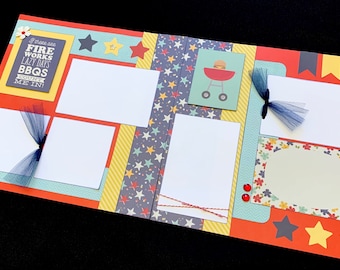 4th of July Scrapbook Page Kit, 12x12 Scrapbooking Layouts, Layout Kits to Make, DIY Scrapping, Premade Summer Pages, Pre made Cookout BBQ