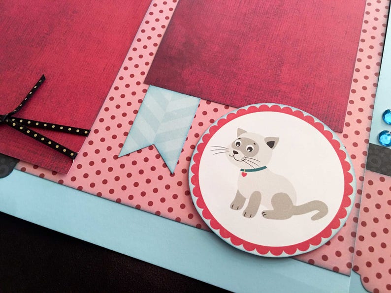 12x12 Cat Scrapbook Page Kit Premade Cat Scrapbook 12x12 Etsy