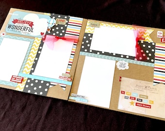 Disney Scrapbook Page Kit, 12x12 Scrapbooking Layouts, Layout Kits to Make, DIY Scrapping, Premade Mickey Mouse Pages, Pre made Graduation