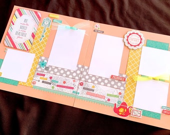 Baby Girl Scrapbook Page Kit, 12x12 Scrapbooking Layouts, Layout Kits to Make, DIY Scrapping, Premade Infant Pages, Pre made Daughter Album